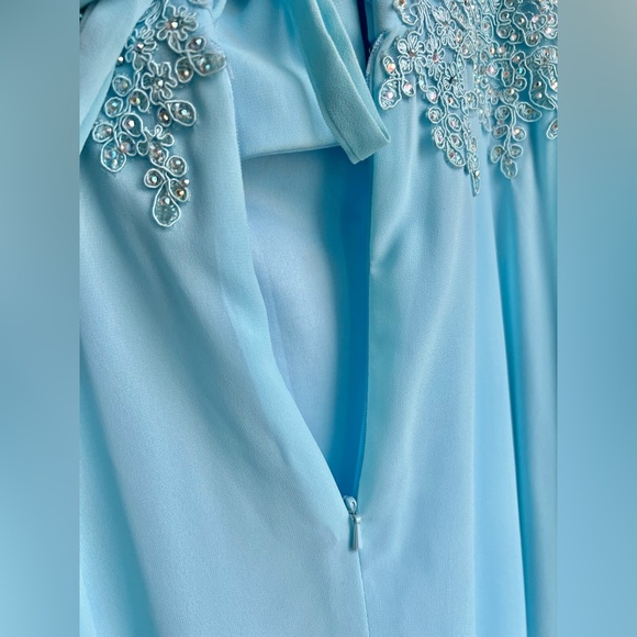 STRAPLESS BEADED LIGHT SKY BLUE PROM DRESS - Picture 6 of 7